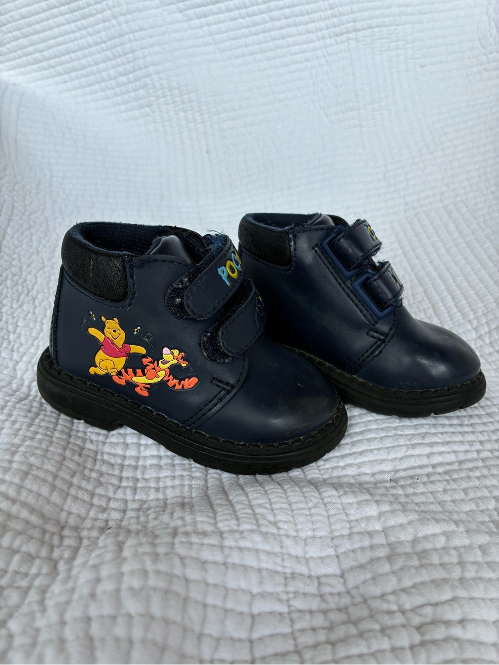 Vintage Navy Blue Winnie the Pooh and Tigger Velcro Boots